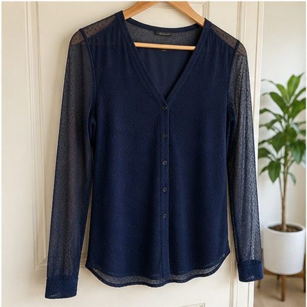 Navy Button Blouse